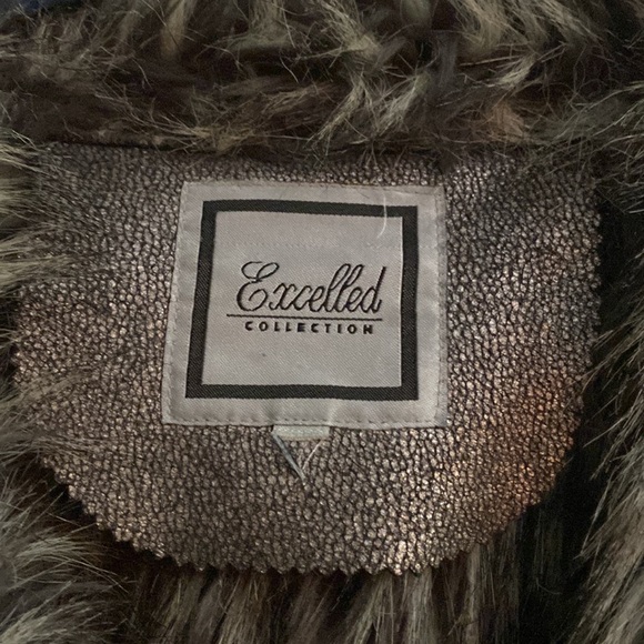 Faux fur faux leather studded jacket coat - Picture 2 of 6